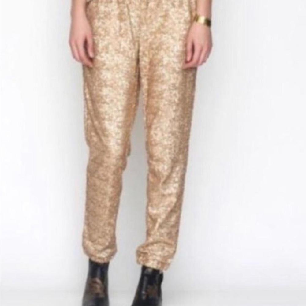 Free People Gold Sequin Joggers